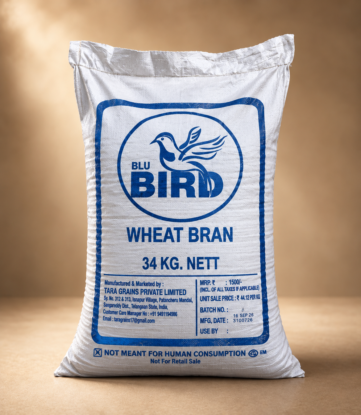 BLU BIRD Pure Wheat Bran (34 KG)